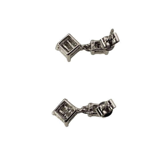 Vintage 18 Karat White Gold and Diamond Dangle Earrings #13164 - Picture 4 of 7